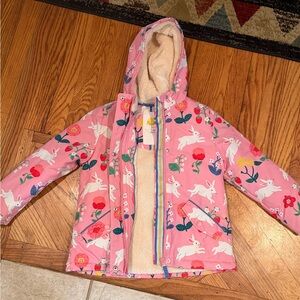 Boden Pink Floral Rabbit Raincoat